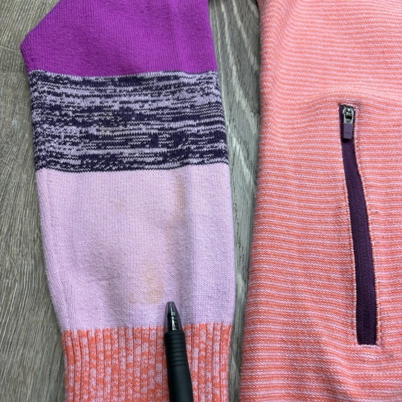 Title Nine Full Zip Ski Sweater Colorful Knit Mock Neck Pink Women's Size Medium - Picture 5 of 13